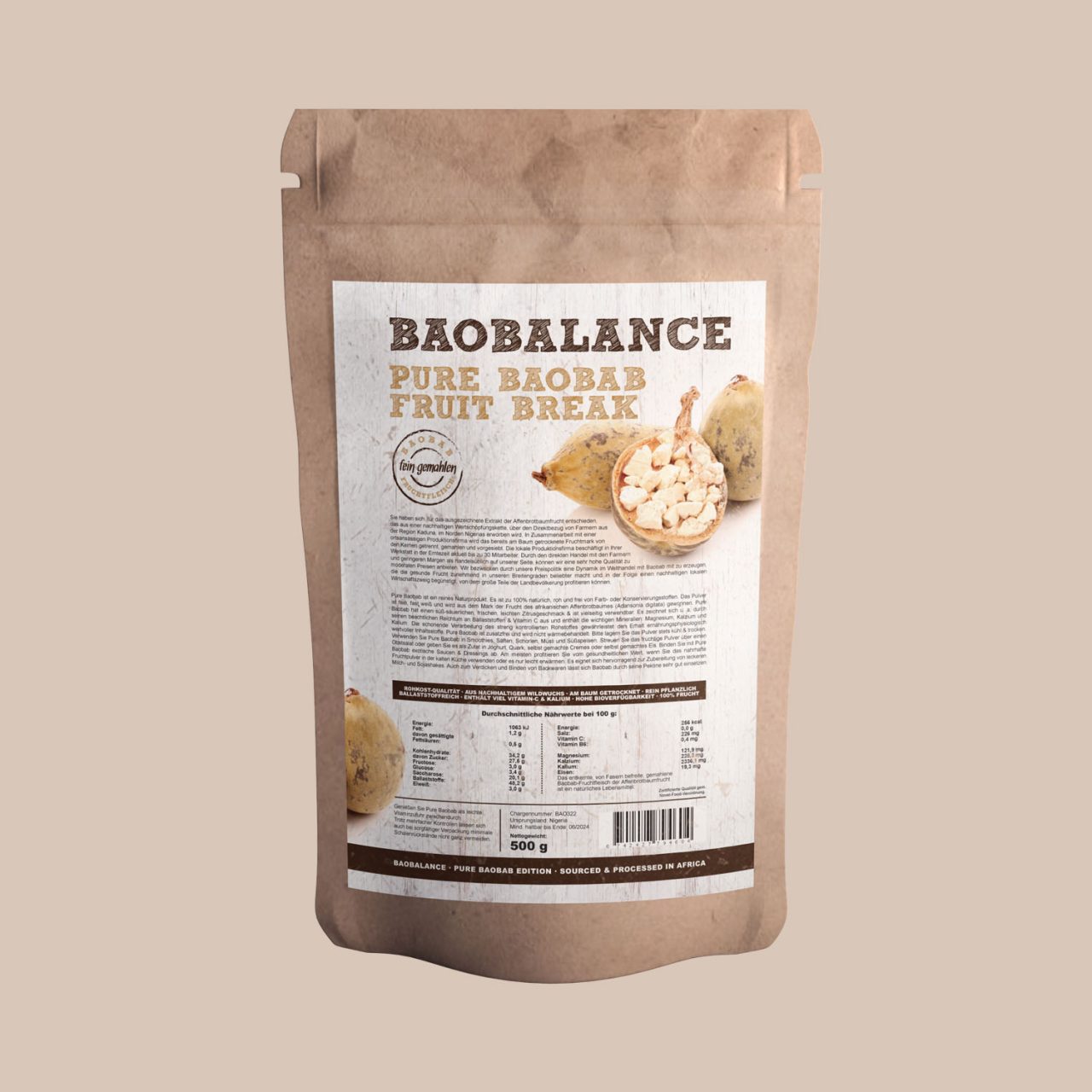Product Label Design For Dried Fruit Baobab From Nigeria, Africa